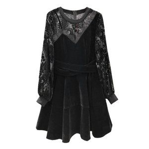 Velvet high-waisted dress lady